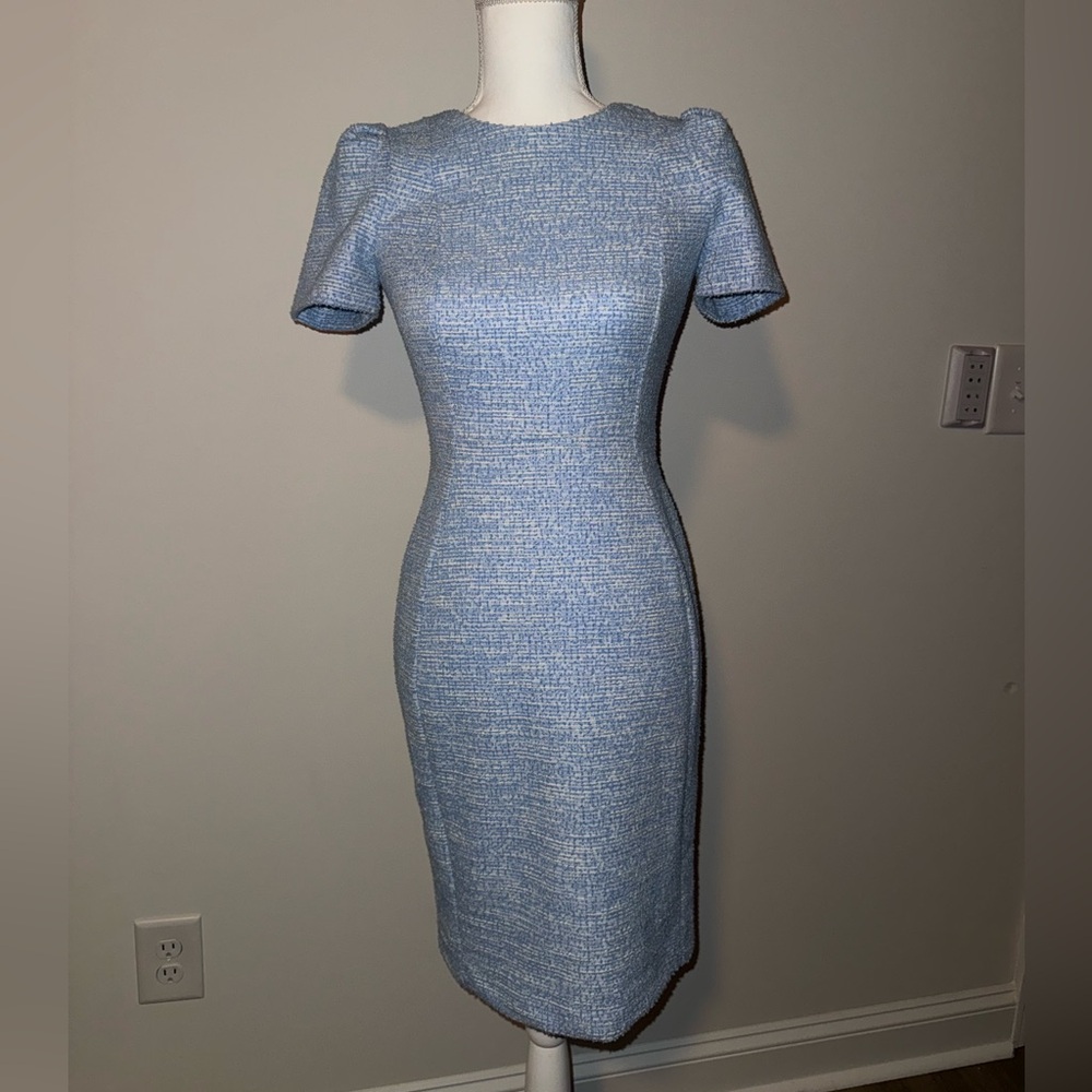 Calvin Klein Light Blue Tweed Midi Dress